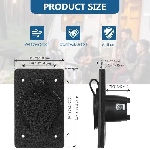Miniatura 3 de Paquete de 1 receptáculo de entrada de alimentación macho con brida de hoja recta de 15 amperios, 15 A, 125 V NEMA 5-15P cuerpo de placa frontal
