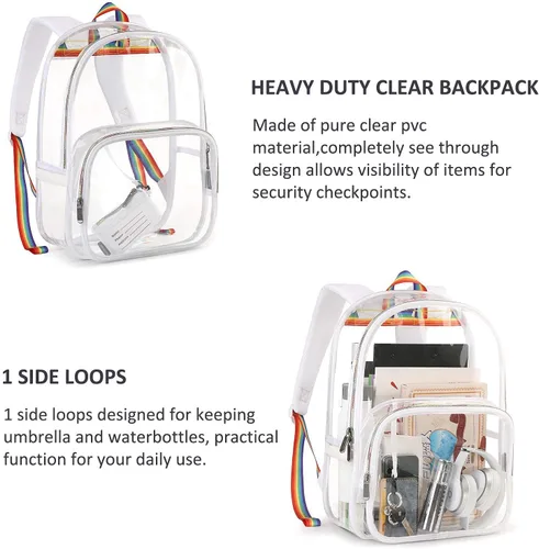 Miniatura 3 de mommore Mochila transparente duradera, transparente, para escuela, trabajo, seguridad