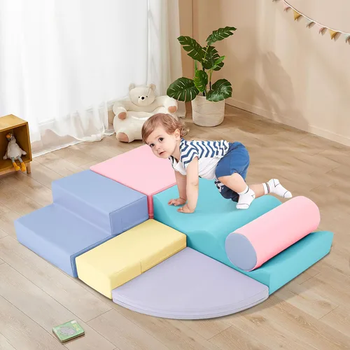 Miniatura 10 de Virubi Juego de actividades suaves de escalada y gateo de 6 piezas, juguetes de escalada para niños pequeños en interiores, escalador de esquina
