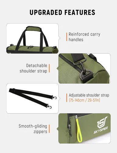 Miniatura 4 de SKYSPER Bolsa de deporte pequeña para gimnasio para hombres y mujeres, bolsa de viaje para llevar durante la noche para el fin de semana, natación