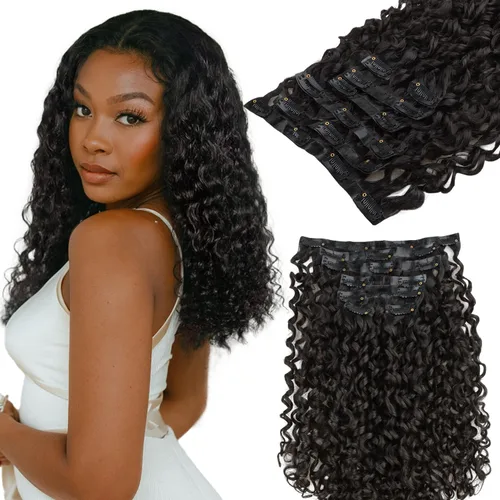 Miniatura 24 de Lashey - Extensiones de cabello con clip sin costuras, de cabello humano real, 7 unidades, 110 g, 14 pulgadas, color negro natural, lacio