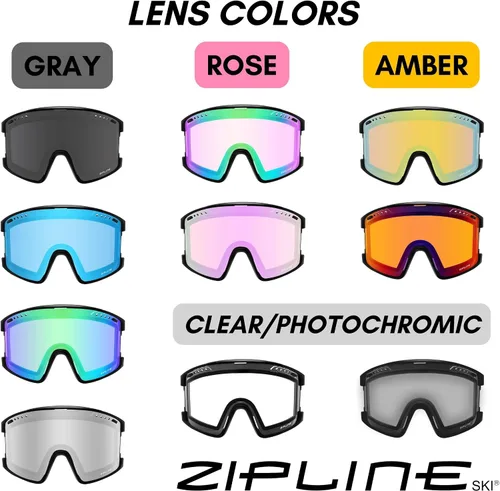 Miniatura 6 de Gafas de esquí Zipline KLIK - Lentes magnéticas sin niebla, policarbonato cilíndrico doble, ventilación ajustable, sistema de lente magnética