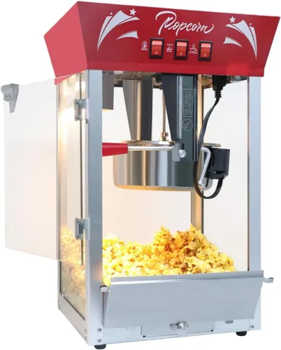 Miniatura 8 de Máquina de palomitas de maíz, máquina de palomitas de maíz estilo teatro de 12 Oz con plataforma de calentamiento, máquina de palomitas de mesa