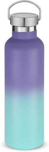 Miniatura 47 de Volhoply 24 onzas Botella de agua aislada con boca estándar con tapa de combinación de plástico y acero inoxidable, botellas de agua de 304 18/8