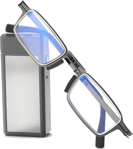 Miniatura 7 de Gafas de lectura plegables portátiles con bloqueo de luz azul, lentes ultrafinas plegables con estuche para hombres y mujeres lectores