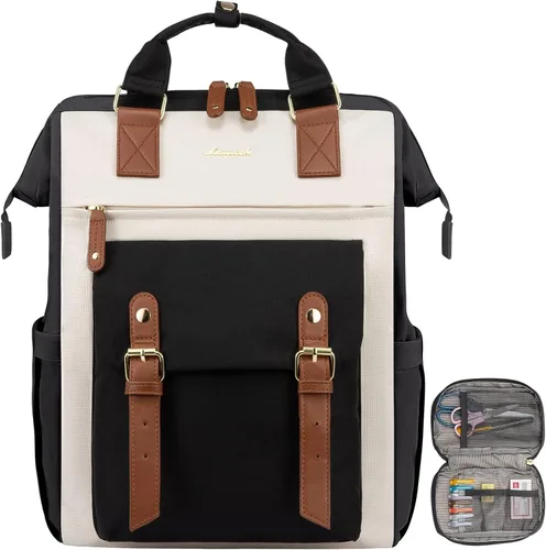 Miniatura 26 de LOVEVOOK - Mochila para laptop de mujer, bolsa de trabajo, viaje, computadora, mochila para maestra o enfermera, bolsa para libros, beige verde