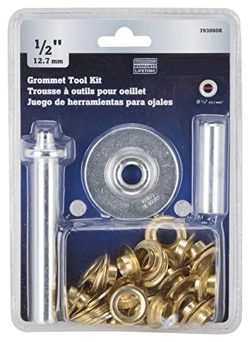 Edward Tools Kit de ojales de 1/2 pulgada – Ojales de latón resistentes para lonas, tela, tienda de campaña, herramientas de ojal – Perforadora de