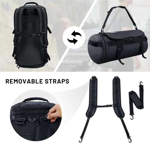 Miniatura 32 de MIER Mochila deportiva grande con compartimento para zapatos, resistente y resistente al agua, azul marino, 45L