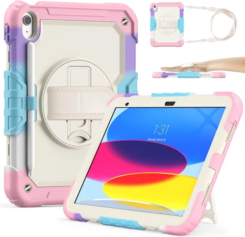 Miniatura 12 de SIBEITU Funda compatible con iPad de 9ª/8ª/7ª generación con protector de pantalla para bolígrafo, funda para iPad de 10.2 pulgadas, funda