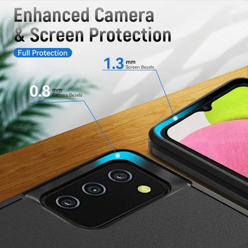 Miniatura 5 de Funda para Samsung Galaxy A03S, con protector de pantalla [prueba de caídas de grado militar], resistente, resistente, a prueba de golpes, para Negro