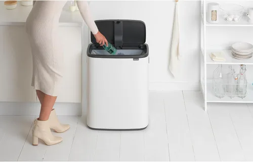 Miniatura 6 de Brabantia Bo Touch Top Cubo de Basura - 1 x Cubo de 16 Galones (Blanco) Cubo de Basura y Reciclaje de Cocina con Apertura/Cierre Suave