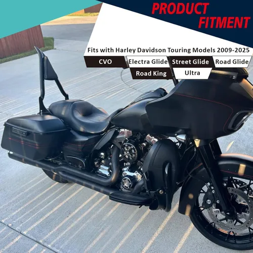 Miniatura 4 de YHMOTO Respaldo de pasajero extraíble Sissy Bar de 22" Pulgadas con kits de hardware de acoplamiento Compatible con modelos Harley Touring 2014-2025