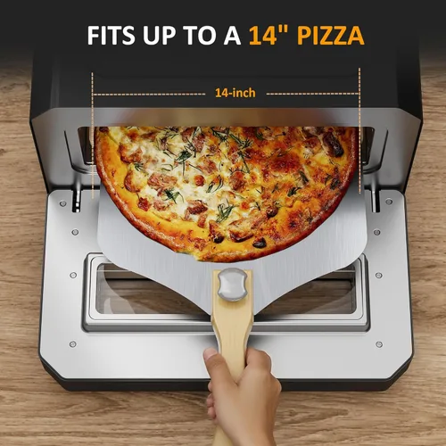 Miniatura 7 de Sunvivi Horno eléctrico para pizza de interior: máquina de pizza de encimera con 6 ajustes preestablecidos, calienta hasta 750 ℉, calentador