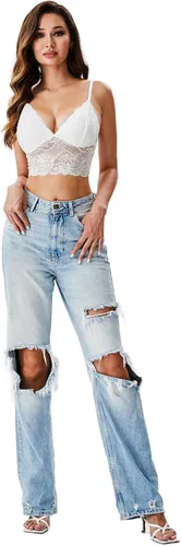 Miniatura 2 de Vorixia - Linda camisola de encaje sin mangas para mujer, bralette de doble capa con cuello en V profundo y soporte