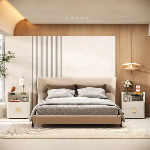 Miniatura 7 de Tribesigns Mesitas de noche, mesa de noche moderna de 2 cajones con espacio de almacenamiento abierto, mesa auxiliar de cama de madera