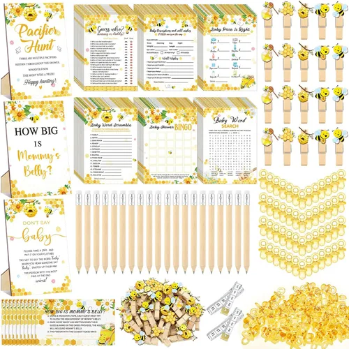 Miniatura 13 de Sherr 476 juegos florales de baby shower, 6 juegos de actividades, tarjeta floral, juego de caza de chupetes, 50 chupetes, qué tan grande es mamá