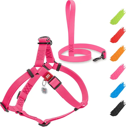 Miniatura 9 de WAUDOG Arnés ajustable impermeable para perro, resistente con cierre de metal duradero y placa de identificación QR, para niño y niña
