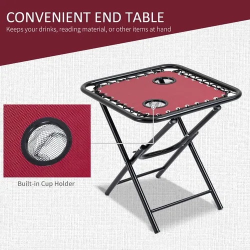Miniatura 4 de Outsunny Juego de sillas Zero Gravity con mesa auxiliar, silla reclinable plegable con portavasos y almohadas, sillas de salón ajustables para Rojo