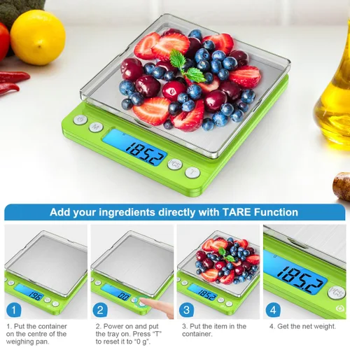 Miniatura 4 de Báscula digital, 105.82 oz, 0.01 onzas, precisión de 0.00 oz, mini báscula de alimentos de cocina con 2 bandejas, báscula de bolsillo para joyas