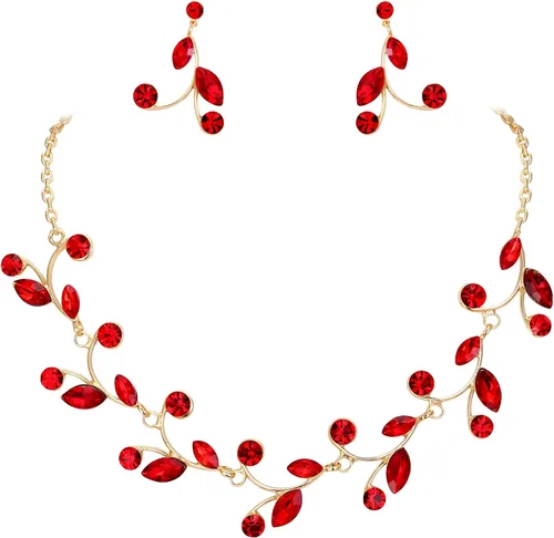 EleQueen Women's Gorgeous Rhinestone Crystal Marquise-Cut Pear Shape Floral Necklace Earrings Jewelry Set for Wedding Bridal Party