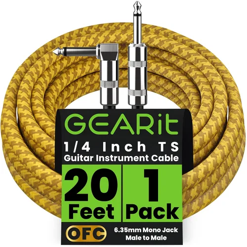 Miniatura 18 de GEARit Cable de instrumento de audio (10 pies) en ángulo recto a recto de 1/4 de pulgada macho a macho para cable AMP, base y guitarra eléctrica