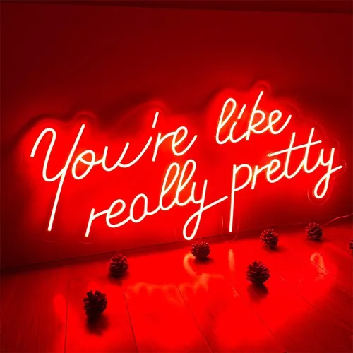 Miniatura 6 de Letrero LED de neón “You are like really pretty” Acrílico transparente Atenuadores Para interiores/cuartos/bar/telón de fondo Rojo