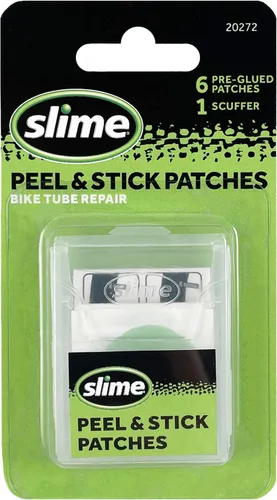 Slime 20272 Kit de Parches Pre-Pegados Bike Skabs, para Reparación de Pinchazos de Tubos de Bicicleta, Despegar y Pegar, Contiene 6 Parches y un