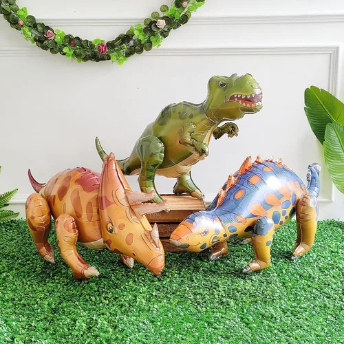 Globos grandes de dinosaurio autoportantes 3PCS 96,52 cm Tiranosaurio Anquilosaurio Triceratops Globos inflables para kit de decoración de fiesta de