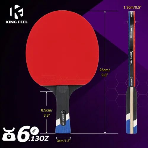 Miniatura 6 de Raquetas profesionales de ping pong, ligeras raquetas de tenis de mesa de fibra de carbono con hoja de 7 capas, esponja premium de 0.08 pulgadas