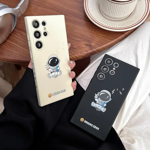 Miniatura 14 de Yonds Queen Funda ultra linda para Samsung Galaxy S22, diseño de astronauta de dibujos animados, diseño de cohete espacial, cubierta de parachoques