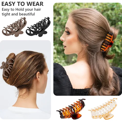 Miniatura 3 de 8 pinzas para el cabello Alhadi para mujer, paquete variado de pinzas de garra, 3 diseños múltiples de pinzas para el cabello grandes, para cabello