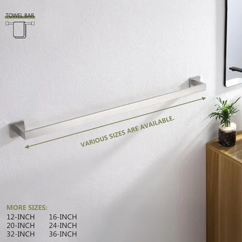 Miniatura 5 de KOKOSIRI Toallero individual de 36 pulgadas, soporte para toallas de cocina de baño, toallero de acero inoxidable SUS304 montado en la pared, níquel