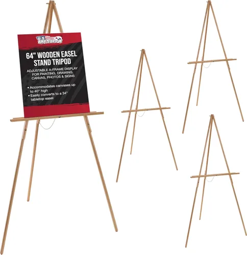 Miniatura 9 de US Art Supply Torrey caballete con trípode de madera, 64 pulgadas de alto x 27.5 pulgadas de ancho, para artista, con cadena ajustable (1 caballete)