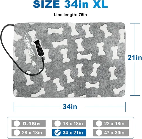 Miniatura 2 de Almohadilla térmica para perros para perros, almohadilla térmica impermeable para mascotas, interruptor de termostato inteligente, 9 velocidades