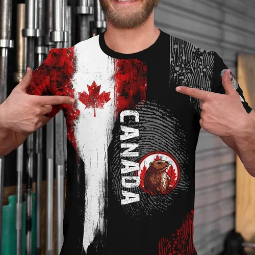 Miniatura 3 de Camisa de hoja de arce canadiense para hombre, camiseta de bandera del día de Canadá, impresión 3D, camisa de manga corta, unisex