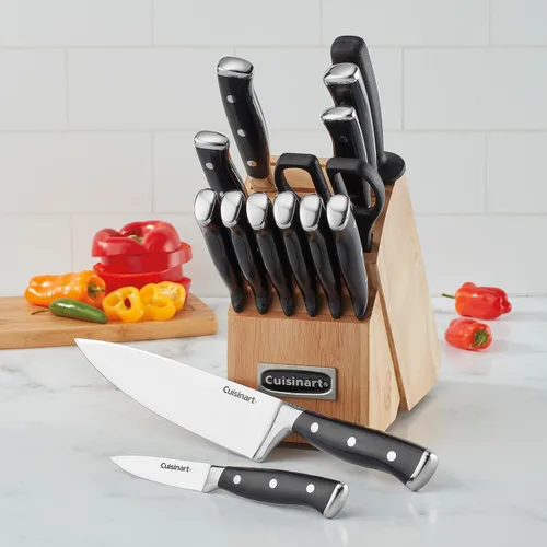 Miniatura 2 de CUISINART Juego de Cuchillos con Bloque, Juego de Cuchillería de 15 Piezas con Hojas de Acero para Corte Preciso, Liviano, Acero Inoxidable