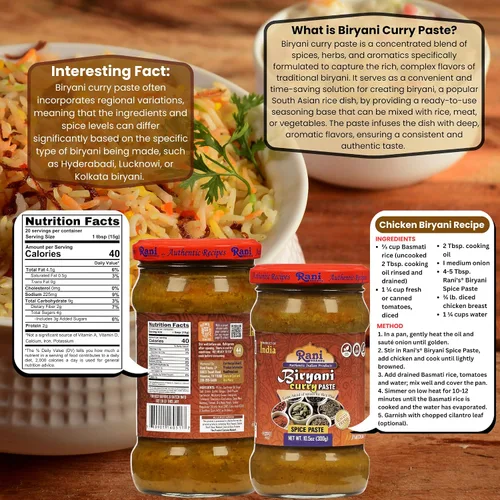 Miniatura 2 de Rani Biryani Masala Pasta de curry (pasta de especias de cocina para platos de arroz indio, pullao/pilau) tarro de vidrio de 10.5 onzas (10.58 oz)