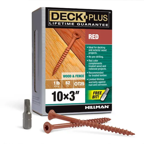 Miniatura 39 de Deck Plus Tornillos para Madera Exterior y Cercas con Revestimiento Epoxi de 2-1/2 Pulgadas #10 x 2-1/2" Torx/Star Drive Incluido Rosca Gruesa, Verde
