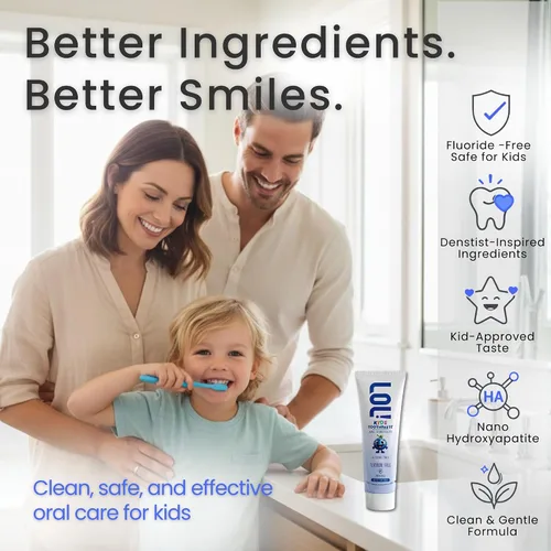 Miniatura 6 de LOL - Pasta de dientes para niños, sin flúor, pasta de dientes nano hidroxiapatita, probióticos, pasta dental de xilitol para niños