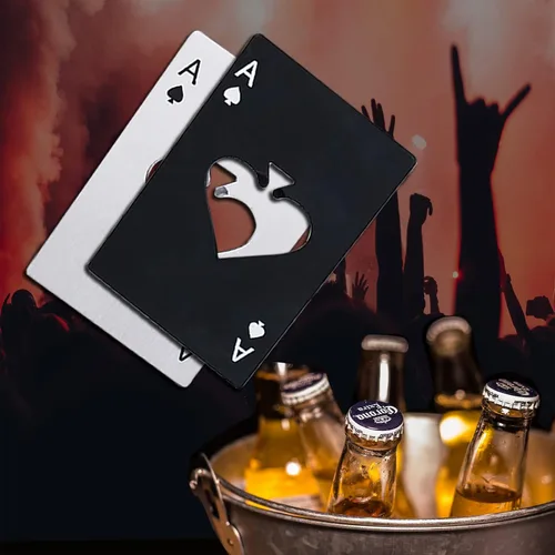 Miniatura 3 de Ace Of Spades - Abridor de botellas de acero inoxidable portátil, tamaño de tarjeta de crédito, abrelatas portátil de acero inoxidable