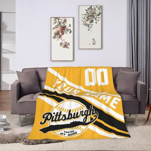 Miniatura 27 de Wream Manta personalizada para fanáticos de la cama, regalo de béisbol con nombre y número de ciudad de béisbol, manta de forro polar de invierno