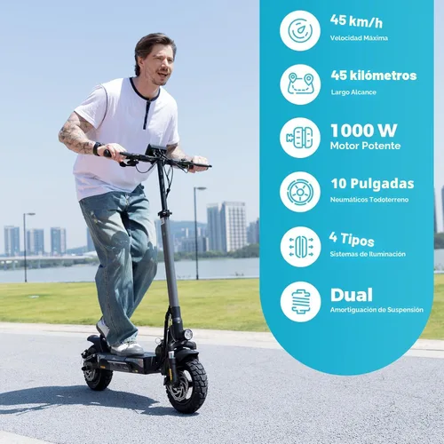 Miniatura 2 de Scooter eléctrico para adultos, velocidad de 38/28 MPH, rango de 55/28 millas, potente motor de 2400/1000 W, neumáticos todoterreno de 10 pulgadas