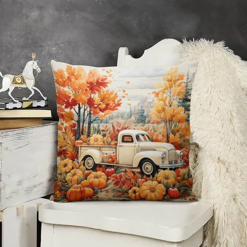 Miniatura 15 de Funda de almohada de paisaje, campo, otoño, otoño, tamaño estándar, otoño, día de Acción de Gracias, cuadrada, suave, doble cara, impresión, funda