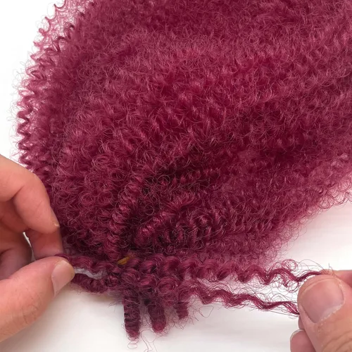 Miniatura 5 de Cabello afro trenzado elástico de 24 pulgadas, cabello Marley para rastas sintéticas, cabello trenzado estilo Marley Twist color rojo burdeos