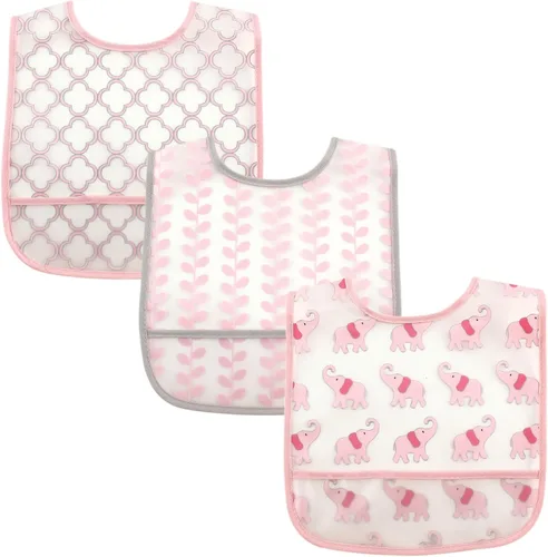 Miniatura 14 de Luvable Friends Baberos PEVA impermeables unisex para bebés Flamenco