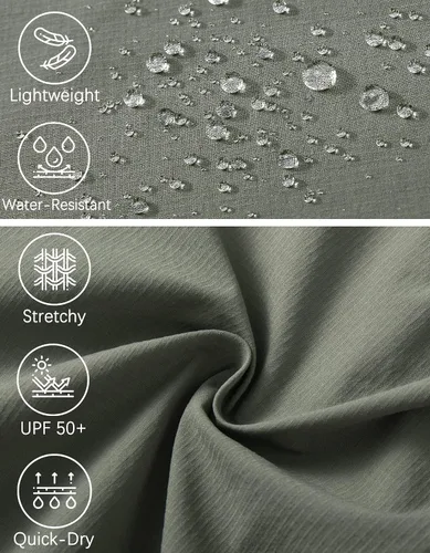 Miniatura 5 de WENRONSTA Pantalones cargo de senderismo para hombre, secado rápido, ligeros, impermeables, 6 bolsillos, para exteriores, pesca, montaña