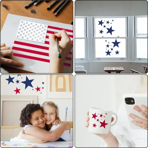 Miniatura 6 de Plantilla de plantilla de 50 estrellas de la bandera estadounidense, plantilla grande de plástico reutilizable para pintar sobre madera, papel