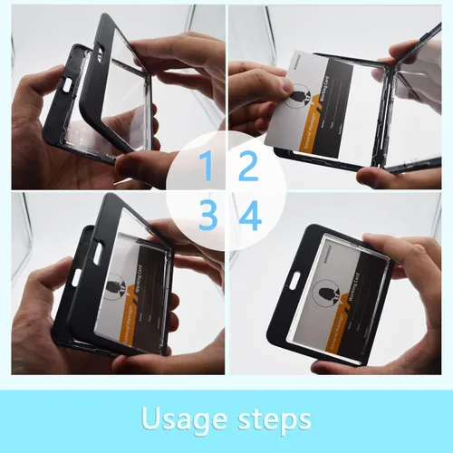 Miniatura 5 de Paquete de 3 soportes horizontales para tarjetas de identificación transparentes de doble cara, impermeable, resistente, para tarjetas