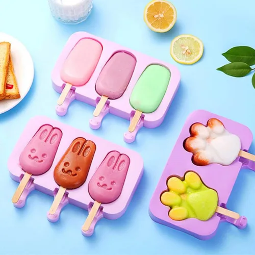 Miniatura 3 de Lindos moldes de silicona para paletas de conejo, moldes para paletas de hielo, moldes de silicona caseros con 100 palitos de paletas