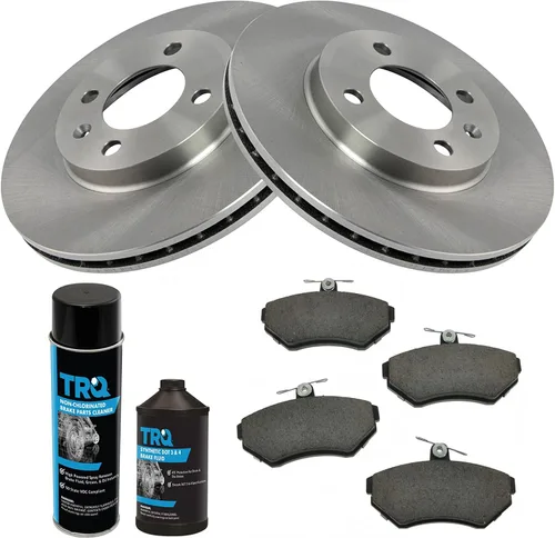 Miniatura 2 de TRQ Kit de pastillas de freno delantero y rotor, kit químico de freno, pastillas de freno de cerámica compatible con Volkswagen Cabrio 1997-2002